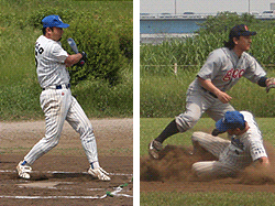 打者ユーゴ、２塁滑り込み