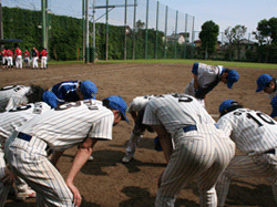 円陣組んでエール交換